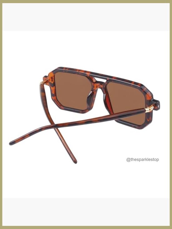 Vintage Square Sunglasses with UV400 Protection and Plastic Frame main image 6